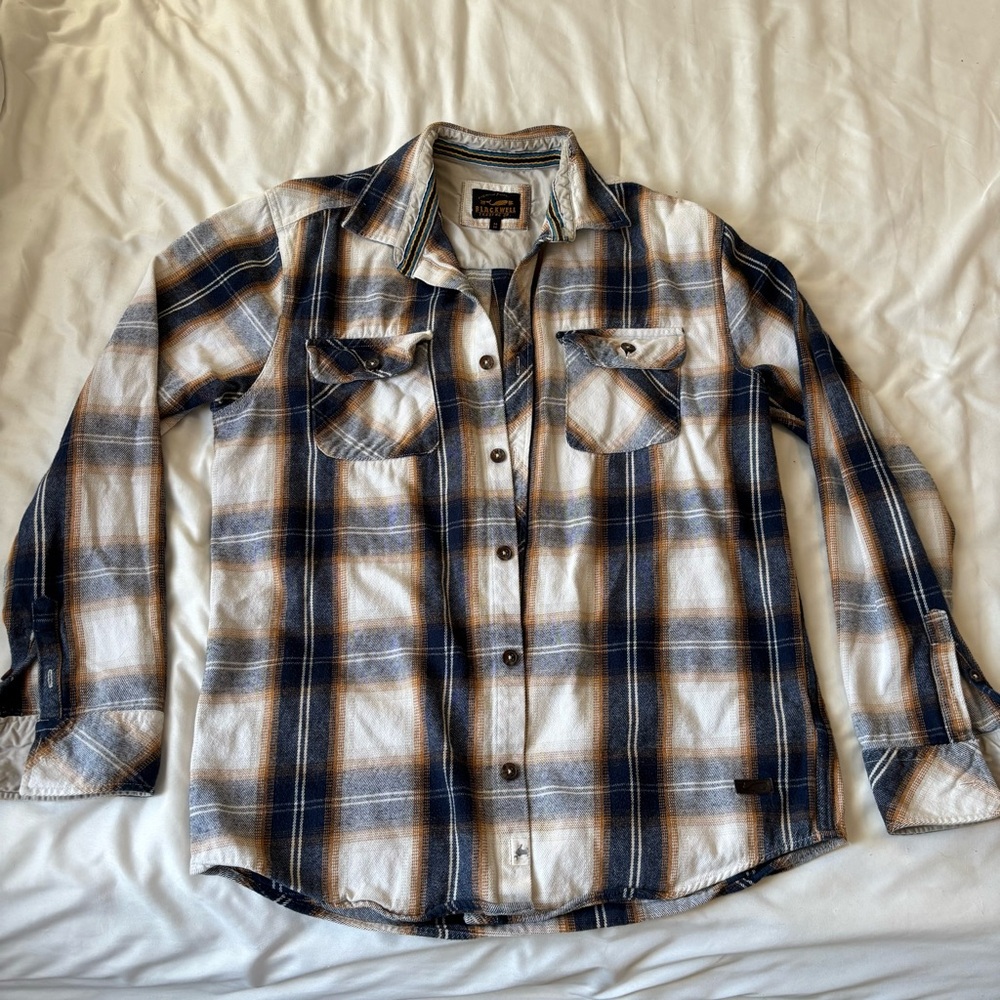 Blackwell Blue and White Plaid Casual Button Down Shirt